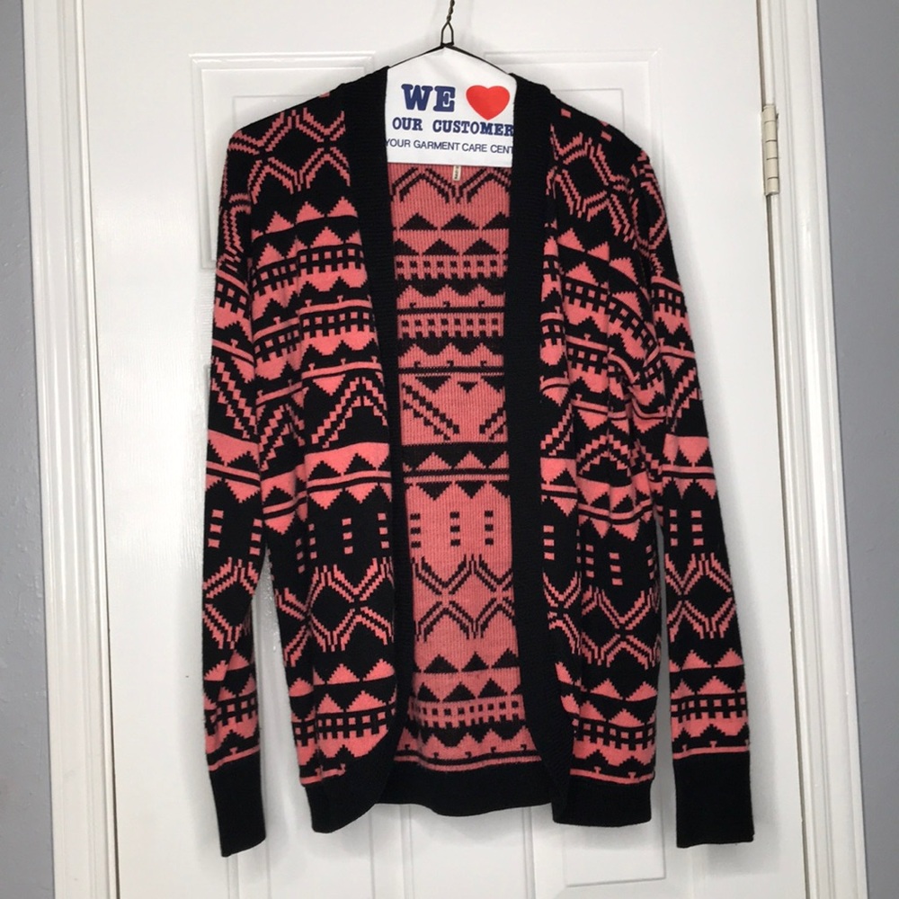 Pink and black cardigan